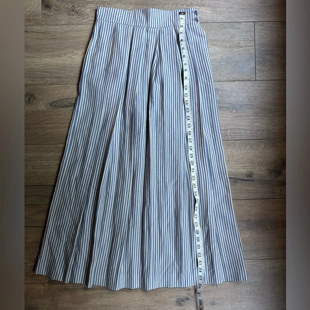 Vintage Prophecy Blue White Stripe Pleated Long Skirt 28” Waist Small Maxi USA - Picture 8 of 10